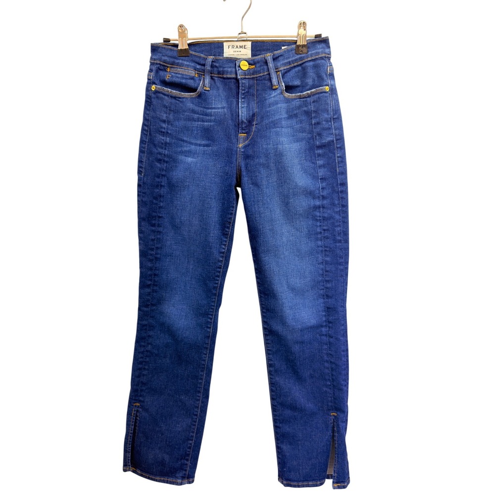 Frame Le High Straight Jeans Women 25 Blue Excellent Split Hem Helms LHSTTS394 - Picture 2 of 14